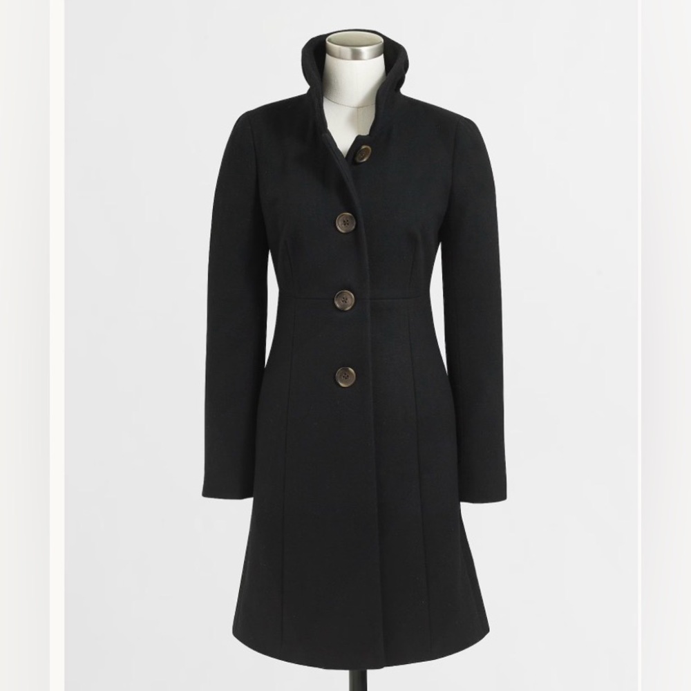 J crew Uptown black wool blend dress coat size 4